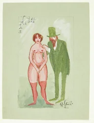 Rosa Dame und grüner Mann