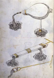 Kunst des Krieges: Studie über militärische Maschinen. Brandflüssigkeiten, Illustration aus 