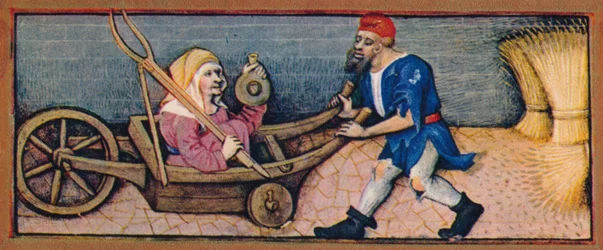 August - alte Frau im Schubkarren, 15. Jahrhundert, 1939