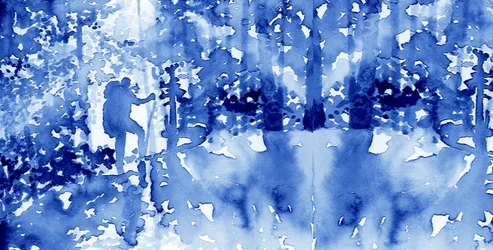 Blauer Wald Wanderer