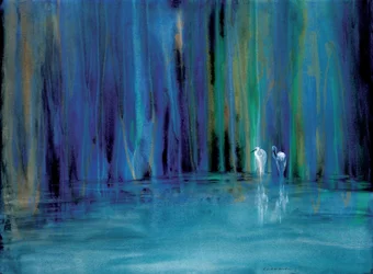 Reiher im blauen Wald