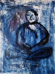 Meditierende blaue Figur