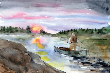 Sonnenuntergang Flusspaddler