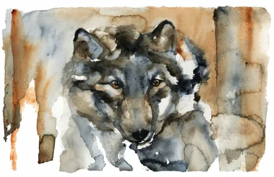 Wilder Wolf Aquarell