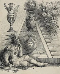 Ein nordamerikanischer Indianer (Studie für historiated A in "Les chefs-d
