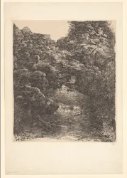 Felsenlandschaft mit Bach und Wasserfall