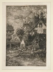 Dorf an einem Bach