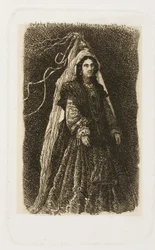 Frau in fantastischem mittelalterlichem Kostüm