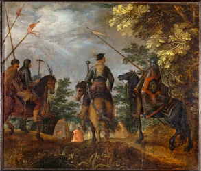 Marsch polnischer Reiter in einem Wald