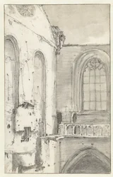 Ansicht des Querschiffs der Nieuwe Kerk, Amsterdam, nach dem Brand von 1645