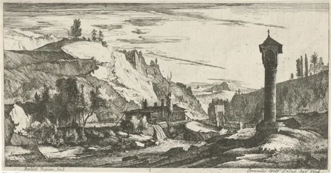Berglandschaft mit Säule