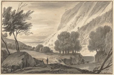 Gebirgslandschaft mit zwei Reisenden