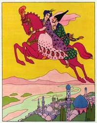 Das Pferd hebt sie in die Luft, Illustration für 