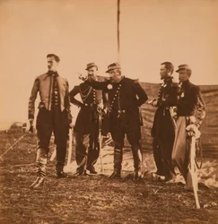 Der französische General Pierre Bosquet erteilt seinem Stab Befehle, Krimkrieg, Krim, Ukraine