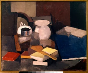 Stillleben mit Büchern und Karten