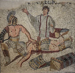 Ein Gladiatorenkampf mit dem Schiedsrichter