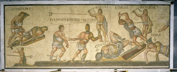 Kampf zwischen Gladiatoren, 320 n. Chr.