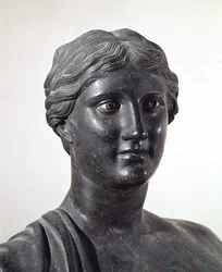Büste der Sappho, Bronzestatue, aus der Villa der Papyri, Herculaneum, Kampanien, Italien, römische Zivilisation