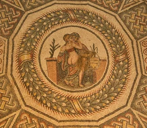 Erotisches Bodenmosaik, Villa Romana del Casale, Piazza Armerina, Sizilien, Italien
