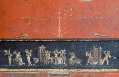 Fries mit Darstellungen von Cupidos, Haus der Vettii, Pompeji (Unesco-Welterbeliste)