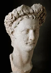 Marmorkopf des römischen Kaisers Domitian (Titus Flavius Domitianus, 51-96 n. Chr.). Museo Nazionale Romano, Rom, Italien