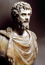 Römische Kunst: Marmorbüste des römischen Kaisers Septimius Severus (Kaiser von 193 - 211 n. Chr.)