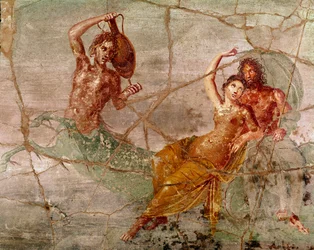 Römische Kunst: „Neptun, Poseidon und Amphitrite“ Römisches Fresko aus Pompeji, Italien (60-80 n. Chr.)