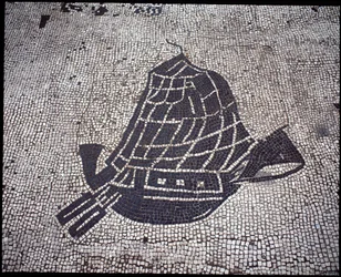 Römische Kunst: „Schiff“ Mosaik der Corporation des gens de la mer, Place des Corporations