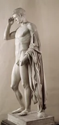 Römische Kunst: Statue des römischen Kaisers Augustus (zunächst Octavian) (63 v. Chr.-14 n. Chr.). Paris, Louvre