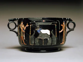 Römische Kunst: Becher mit ägyptischen Motiven. 1. Jahrhundert n. Chr. Aus Castellammare di Stabia. Höhe 12 cm. Archäologisches Nationalmuseum, Neapel