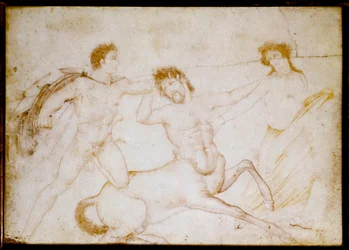 Theseus und der Zentaur (Zeichnung auf Marmor)
