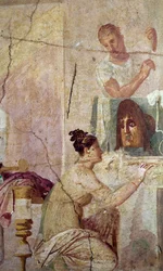 Sieg eines tragischen Dichters, Detail einer Schauspielerin (Fresko)