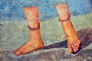 Beine einer Frau mit Fußkettchen, spätes 2. - frühes 3. Jahrhundert (Fresko)