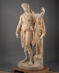 Statue des Dionysos, die sich auf eine weibliche Figur lehnt ("Hope Dionysos"), 27 v. Chr.-68 n. Chr. (Marmor)