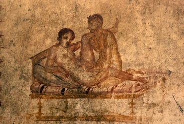 Erotisches Fresko aus dem Haus der Vettii, Pompeji (UNESCO-Welterbe)
