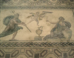 Ansicht eines Wandgemäldes auf dem Boden, Paphos, Zypern