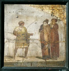 Italien, Kampanien, Pompeji, Theaterszene, Fresko