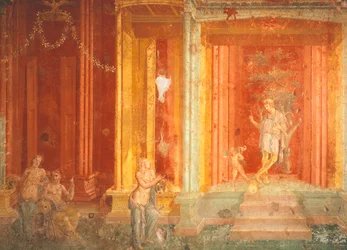Wandmalerei, die Iphigenie in Tauris darstellt, Haus des Pinarius Cerialis, Pompeji, Kampanien, Italien