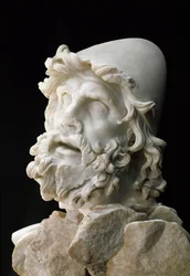 Polyphem blind: Kopf von Odysseus