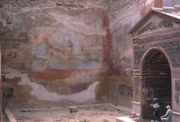 Pompeji, Casa de Diana und Amphitrite-Brunnen und Wandmalerei, Italien