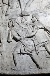 Ein Daker-Soldat, gefangen von römischen Soldaten