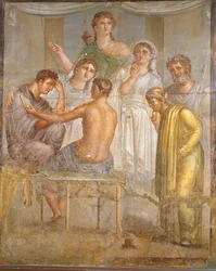 Römische Zivilisation. Admetus und Alcestis, Fresko aus der Basilika von Ercolano