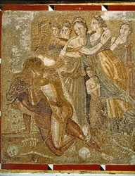 Theseus und Minotaurus, römisches Mosaik