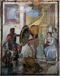 Thetis und Hephaistos, Fresko im 3. pompejanischen Stil, entdeckt in Pompeji (UNESCO-Welterbeliste)