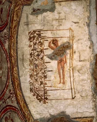 Jugend, Spalier und Reben, 3.-5. Jahrhundert n. Chr. (Fresko)