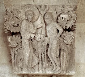 Gott und Kain (geschnitztes Kapitell)
