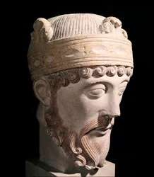 Porträt des karolingischen Königs von Westfranken Lothar (Steinskulptur)