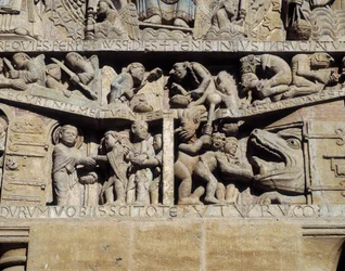 Ansicht des Tympanons des Jüngsten Gerichts, Detail der Hölle (Skulptur)