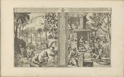 Getränke in Ostindien; Lackarbeiten und Papier aus China (Thee, Cha en Palmiten) (Les Indes Orientales et Occidentales et autres lieux)