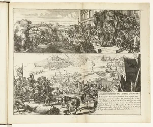Zwei Darstellungen der Belagerung von Antwerpen durch den Herzog von Parma, 1584-1585 (Serie: Kriege in Flandern)